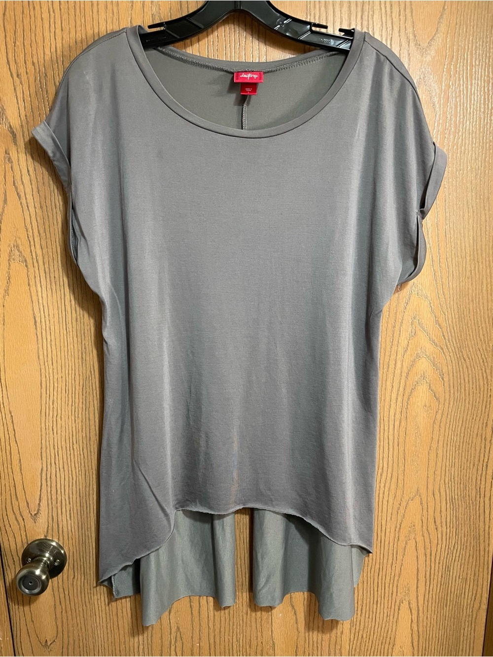 Gray High-Low Tunic with Split Back - Picture 3 of 6